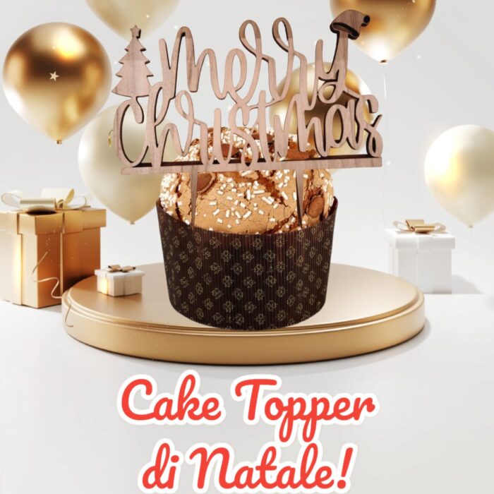 Cake Topper Natale - legno di noce